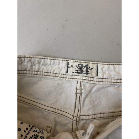 Free People Mambo Slit Denim Midi Skirt white Wash Jean Fray Hem 31 Y2K Minimal - Picture 11 of 16